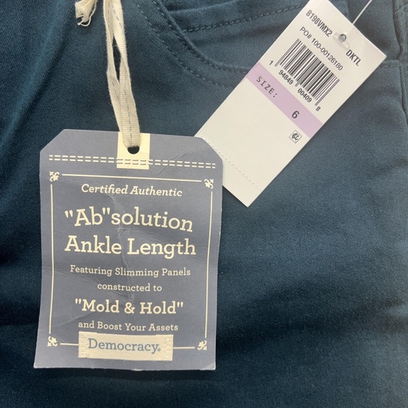 Democracy Pants Womens 6 Teal Ab-Solution Ankle Length Twill Stretch Slimming - Picture 9 of 9